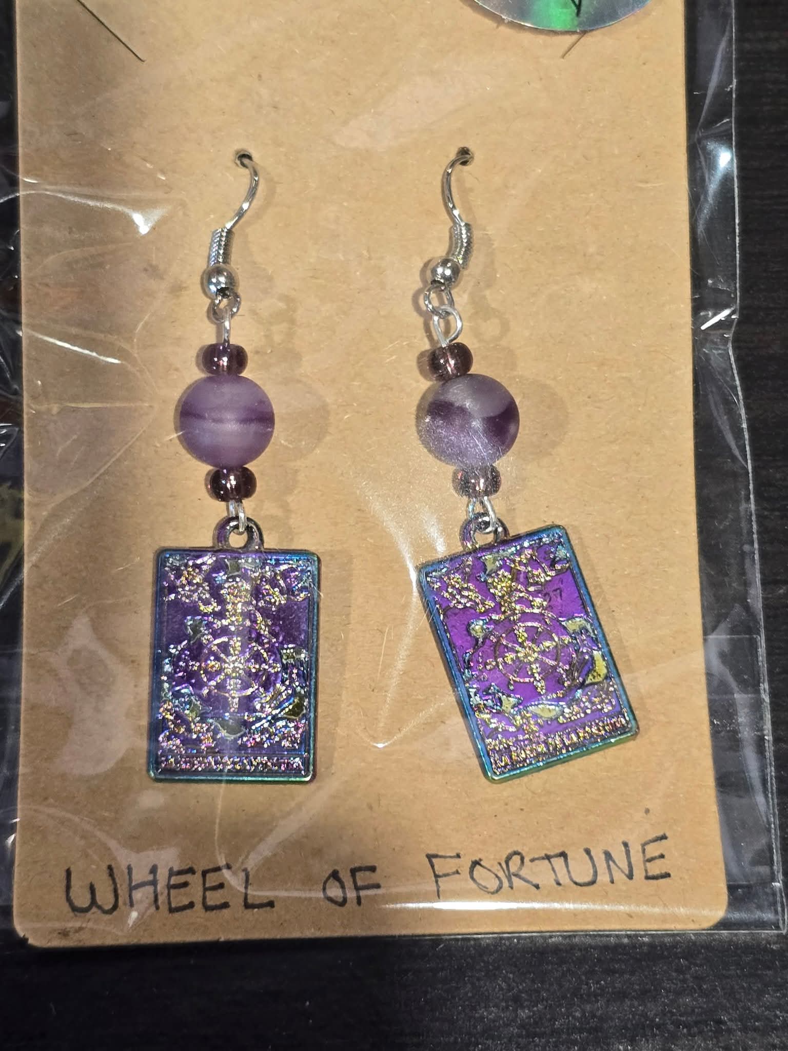 Beaded Tarot Earrings- Wheel of Fortune