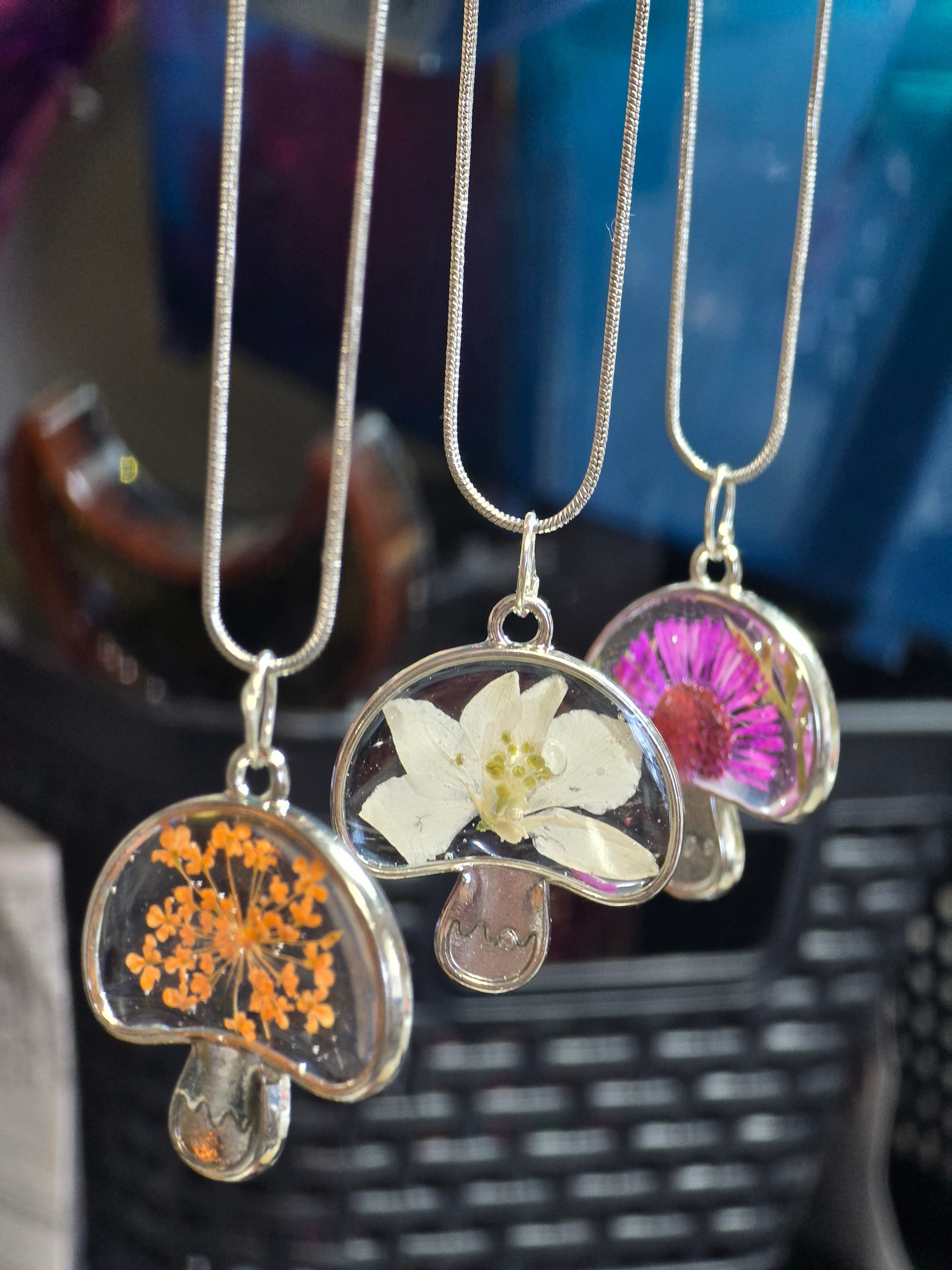 Shroomy Botanical Necklace- Silver