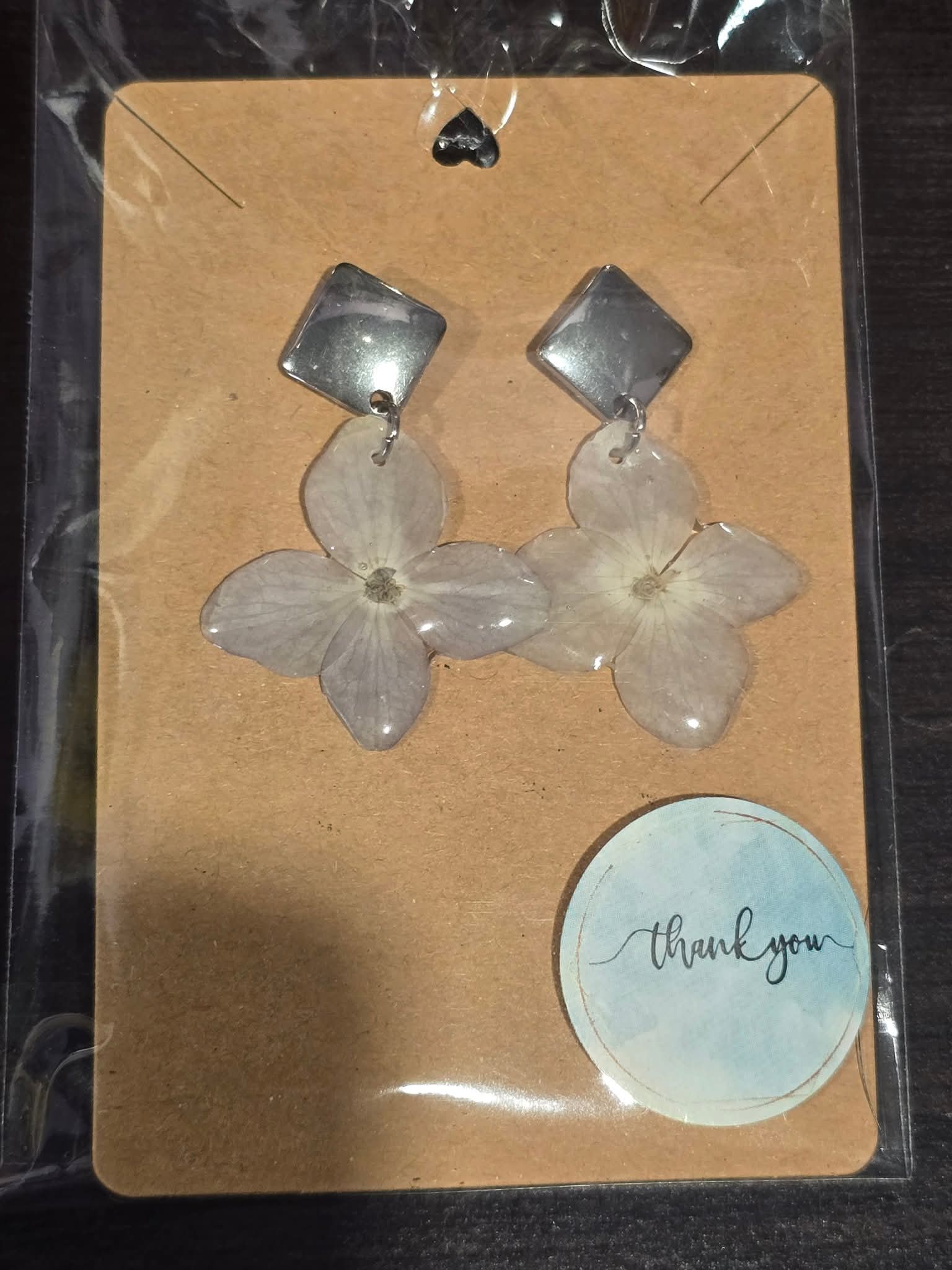 Preserved Botanical Earrings- White Hydrangea