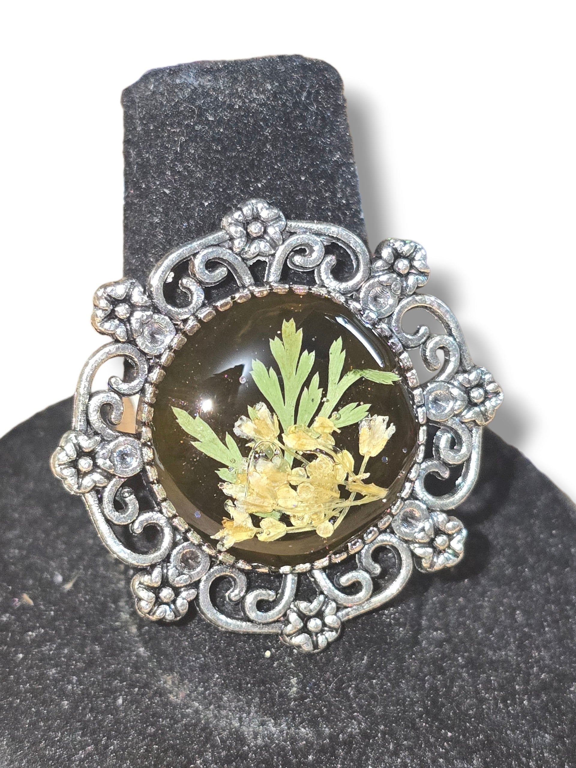 Garden Ring- Silver & Black