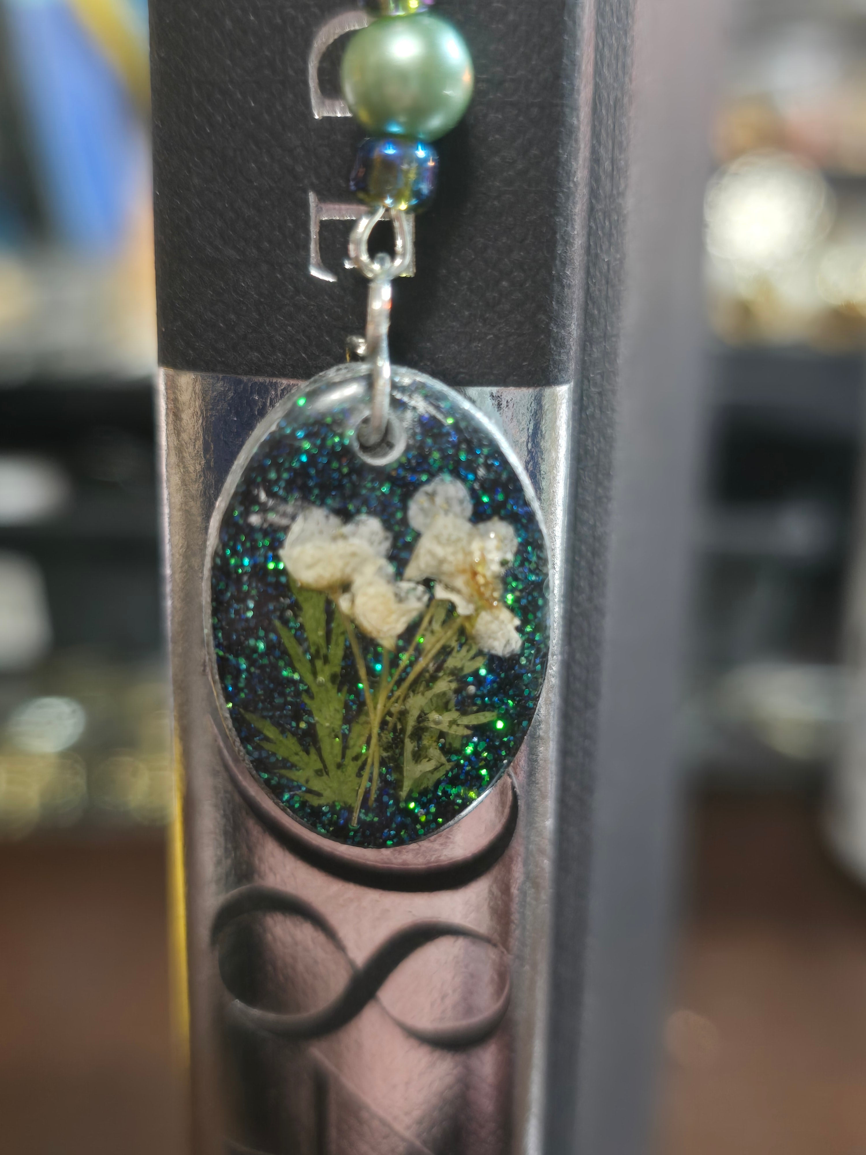 Botanical Book Hook- Teal sparkle