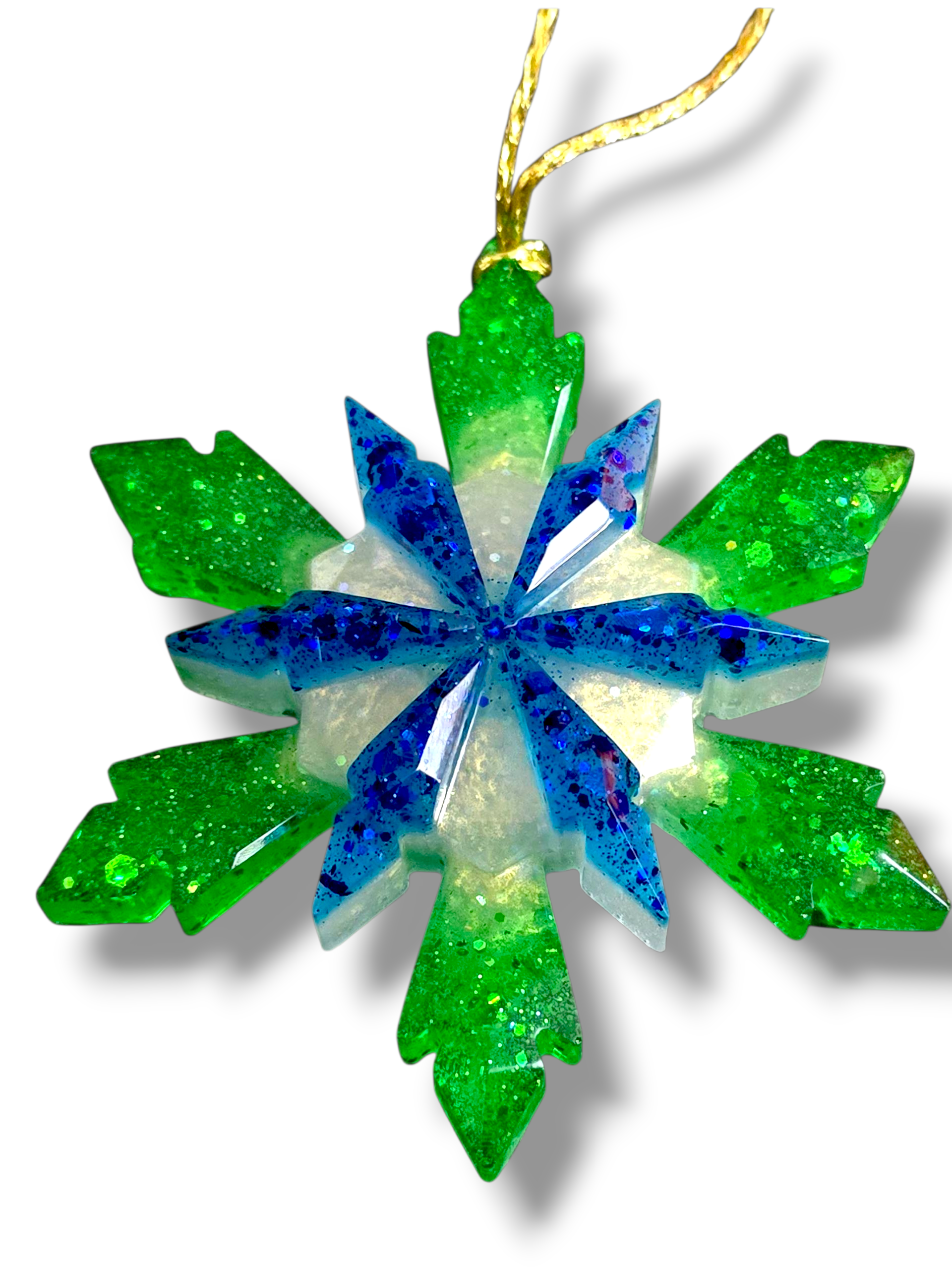 💙🤍💚 Snowflake Ornament- Gay Male Pride