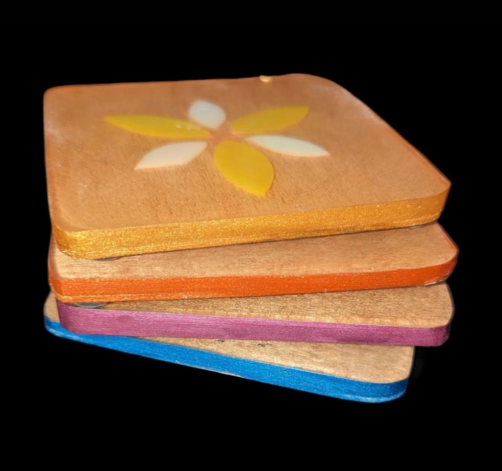 Retro Glass Coaster Set- 4pc