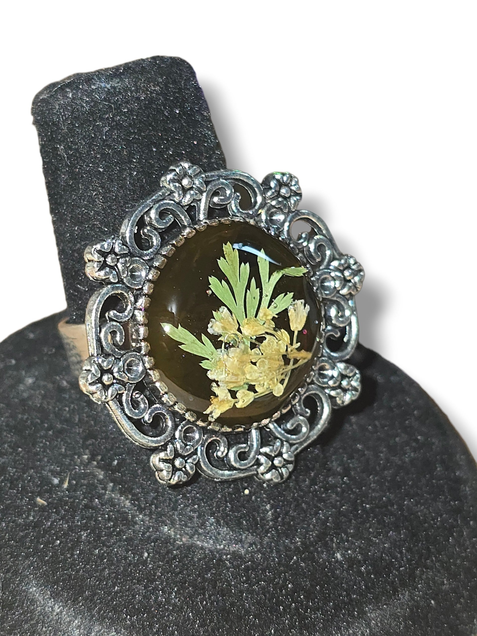 Garden Ring- Silver & Black