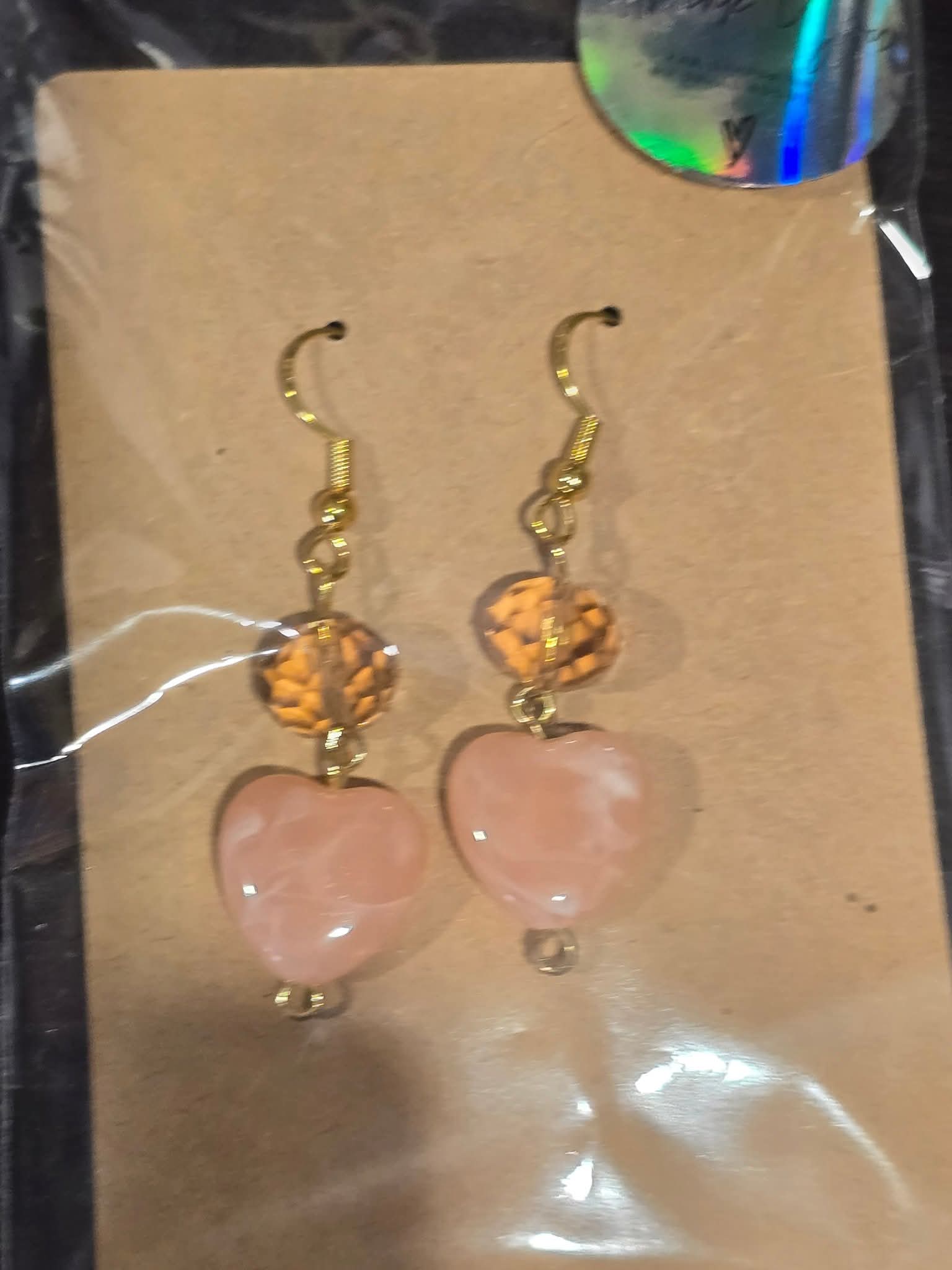 Beaded Valentine Earrings- Peach