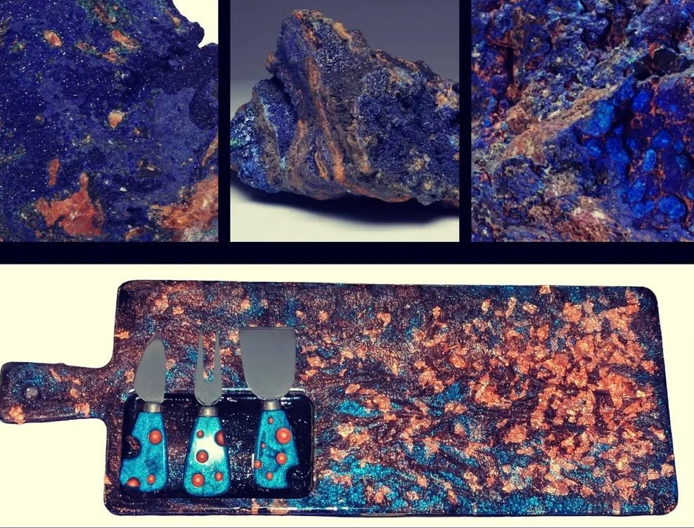 Azurite Inspired Cheese Board & Knife Set