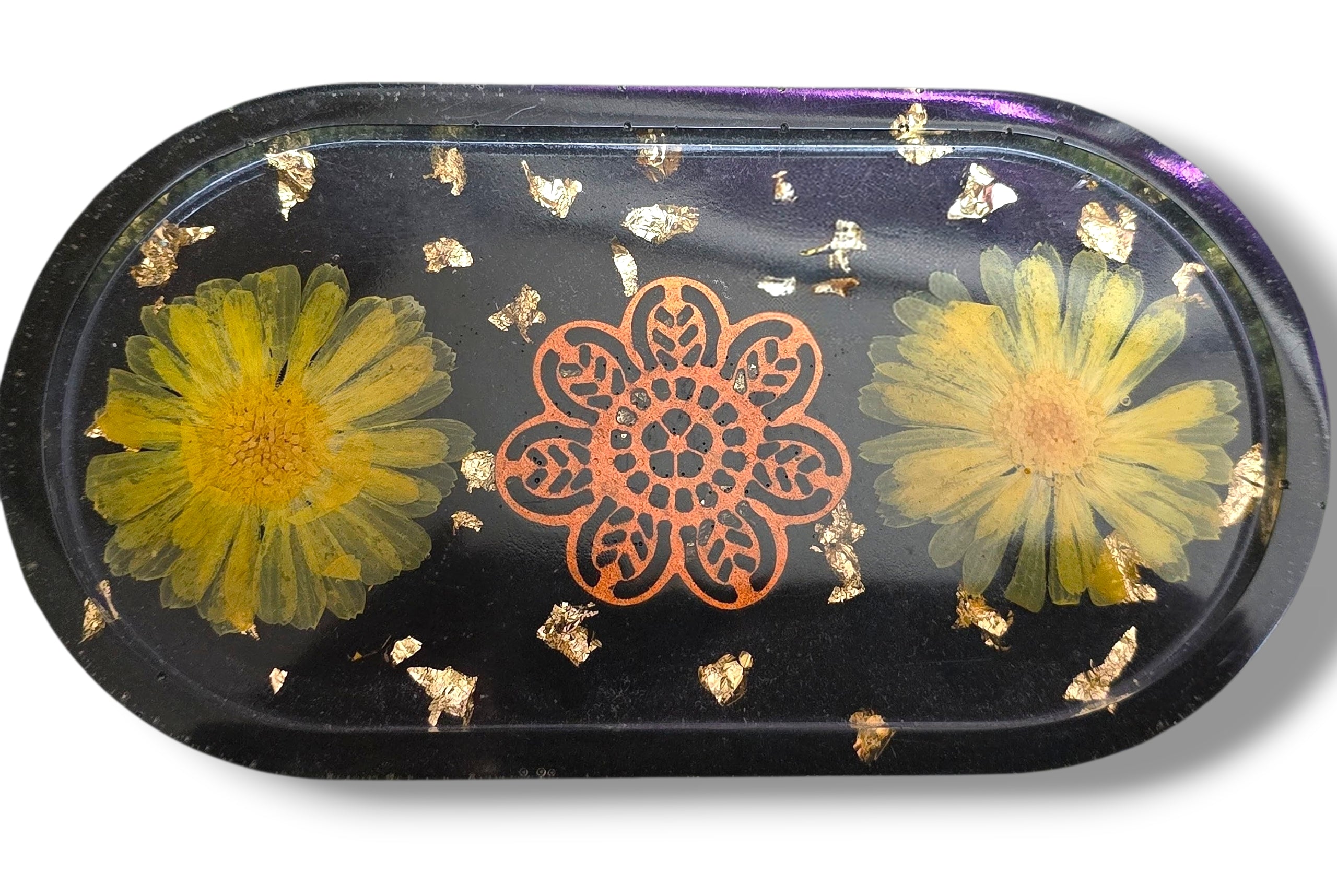 Botanical Trinket Tray- Black & Yellow