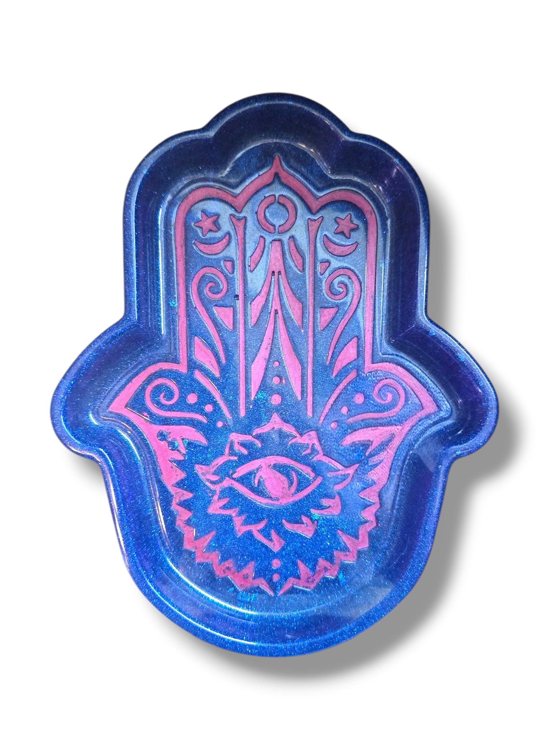 Hamsa Trinket Tray- Indigo & Pink