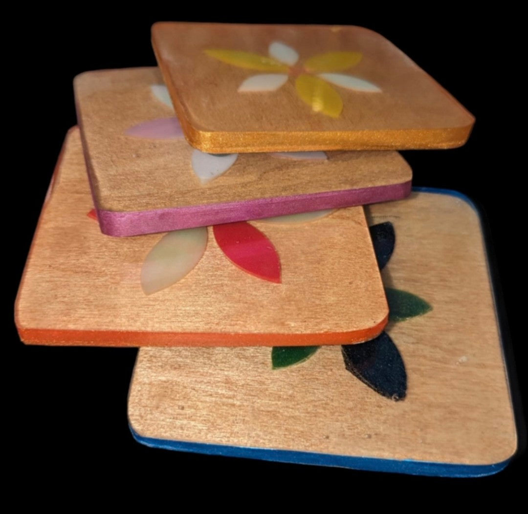 Retro Glass Coaster Set- 4pc