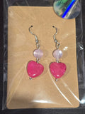 Beaded Valentine Earrings- Pink